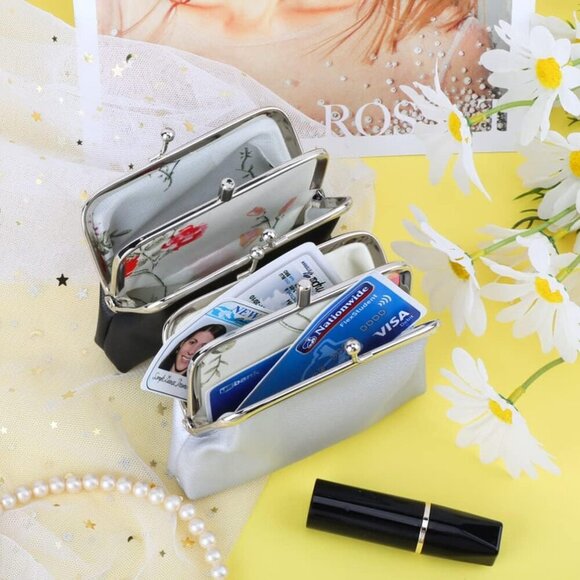 2 Packs PU Coin Purse Double Pocket Change Pouch Clutch Wallet with Clasp Closur - Picture 5 of 9